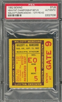 1952 Walcott vs Marciano Heavyweight Championship Ticket Stub From 9/23/1952 (PSA)